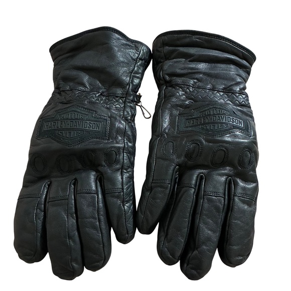 Harley Davidson Men's M Soft Black Leather Gauntlet Riding Gloves Motorcycle - Picture 1 of 11